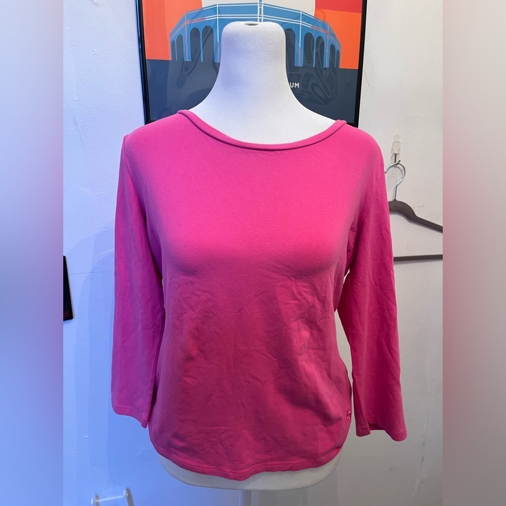 Weekend Max Mara Cotton Boatneck Long Sleeve Shirt Pink Large - Picture 2 of 4